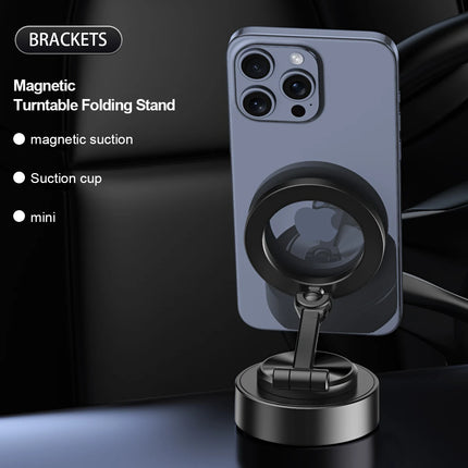 AutoGrip Dual Side Magnetic Car Phone Holder Vacuum Mount Wireless Charging 360° Rotation Stand