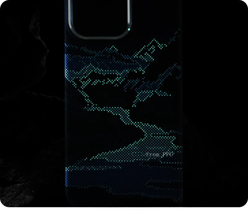 Abstract Landscape Relief MagSafe Phone Case for iPhone 16 15 14 Pro Max 16Pro Wireless Charging Alloy Lens Shield Hard PC Cover