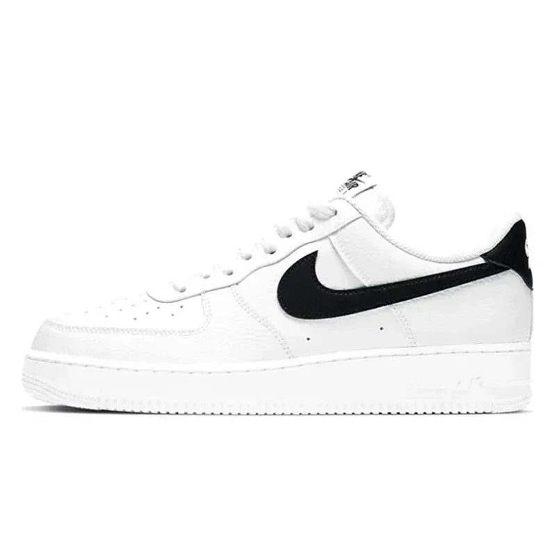 Nike Air Force 1 Low Skateboarding Shoes: Comfortable unisex sneakers available for both men and women. Classic white and black design for versatile style.