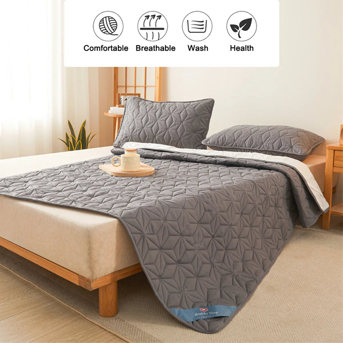 Waterproof Mattress Topper: Quilted Protector Pad Bedspread with Elastic Band. Ideal for Single/Double Beds (140/160). Keep your mattress safe and cozy during winter.