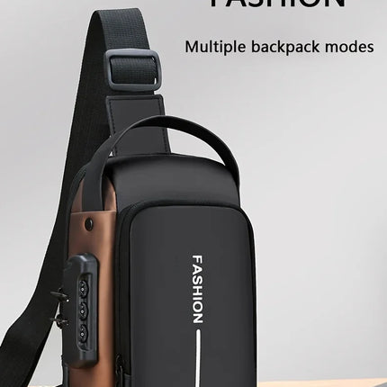 OKEYWOW men's sling bag made of Oxford fabric, motorcycle-style crossbody chest bag with zip closure and phone pocket for daily use.