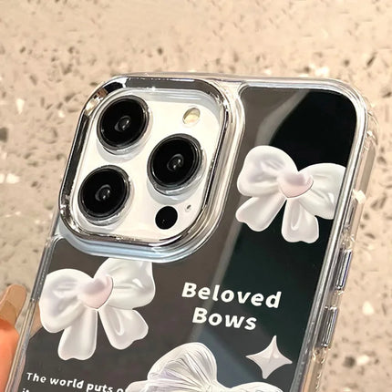 Luxury shockproof iPhone case with mirror bowknot design for iPhone 11, 12, Pro Max, XR, XS by OKEYWOW, stylish protective cover