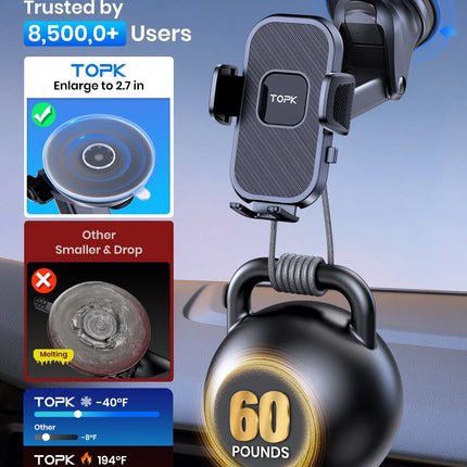 TOPK Gravity Car Phone Holder Dashboard Windshield Air Vent Mount Universal Stand