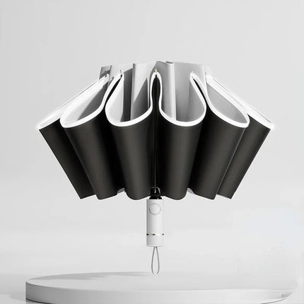Windproof Reverse Folding Umbrella with UV Protection & Reflective Stripe