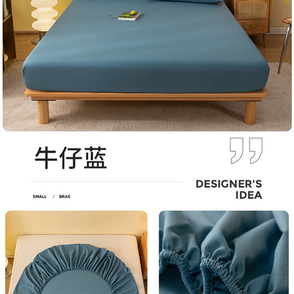 Solid color fitted mattress sheet by OKEYWOW, elastic single, double, queen size bedsheet 140x190 or 200x220 beds.