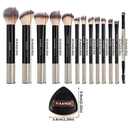 Velora Beauty 13pcs Makeup Brush Set Soft Fluffy Powder Eyeshadow Kabuki Blending with 2 Air Cushion Puffs