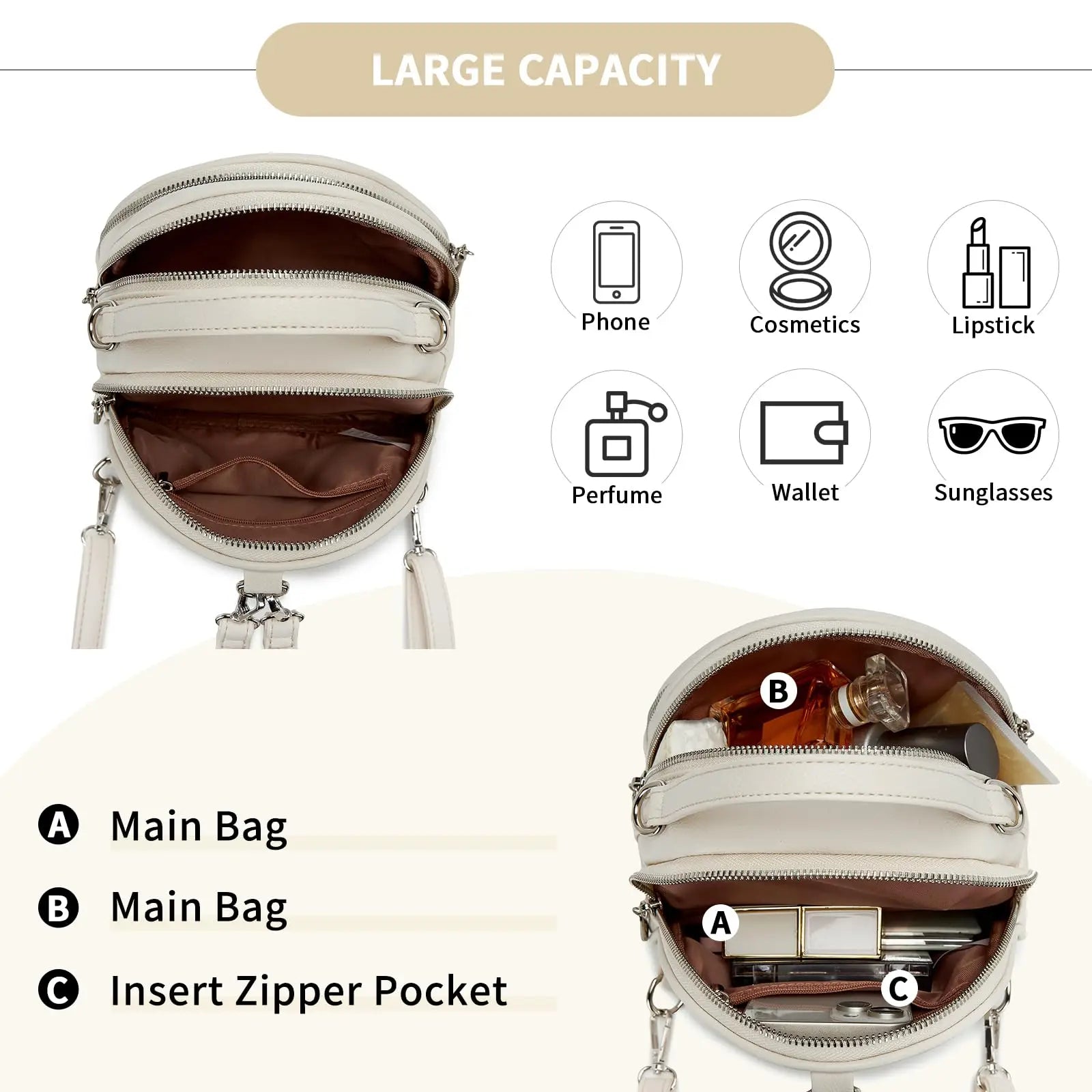 Miss Lulu Women's Waterproof Backpack - Lightweight PU Leather with 4 Zipper Pockets & Detachable Strap