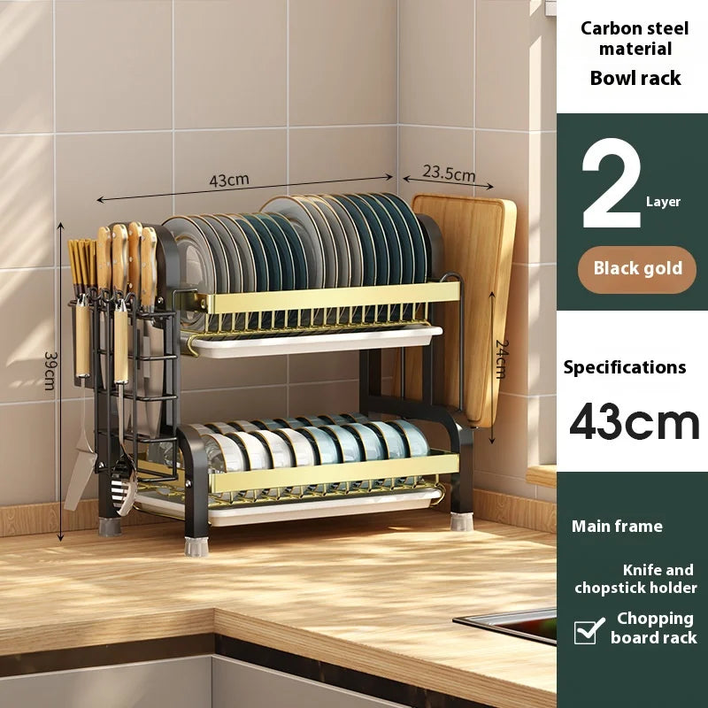 Kitchen storage rack, bowl and dish storage rack, drain rack, household multifunctional bowl and chopstick rack storage box