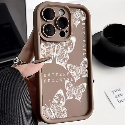 Okeywow iPhone butterfly painting silicone shockproof soft case for iPhone 11, 12, 13, 14, 15, 16, 17 Pro Max, XR, XS, SE