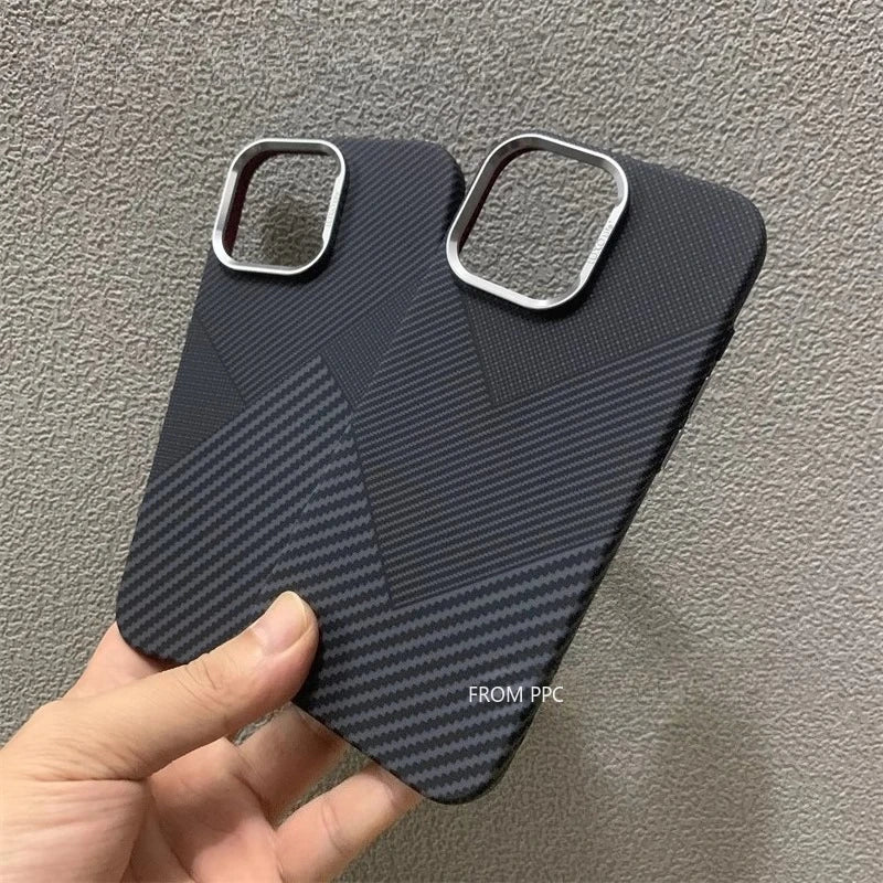 Geometric Triangle Armor Magnetic Case for iPhone 15 16 17 Pro Max Both Shades Carbon Matte Cover Camera Frame Shockproof Shell