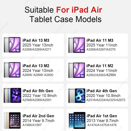 Clear iPad Case with Pencil Holder Air 11/13 M2 M3 Pro 11/12.9 M4 10th/11th Gen Cover