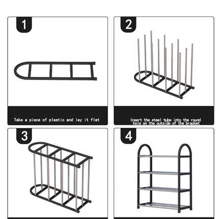 4-Tier Shoe Rack Assembly Storage Cabinet Multifunctional Space Saver Home Organizer