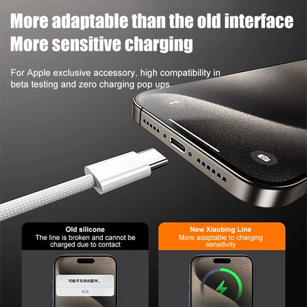 TurboBraided 60W USB C Cable for iPhone 17 16 15 Pro Max Air Plus Fast Charge Type C Data Cable
