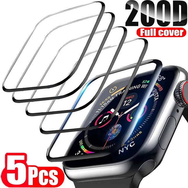 OKEYWOW Apple Watch ceramic film screen protector for Series 9 to SE, fits 38mm to 49mm models, showing the transparent protective layer.