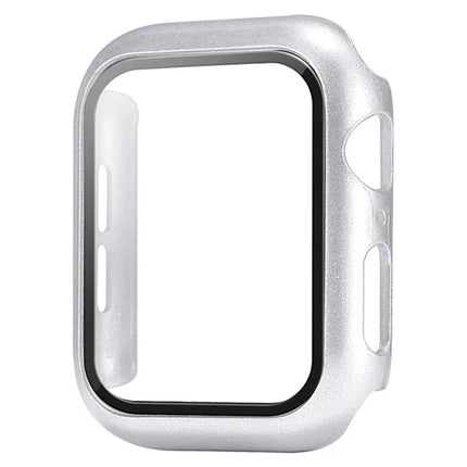 Apple Watch tempered glass bumper case and screen protector for Series 9 to SE, 38mm to 45mm, by OKEYWOW.