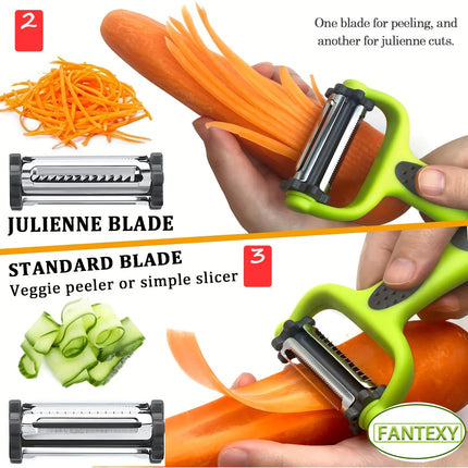 TriCut 3in1 Kitchen Peeler Knife Grater Shredder Multifunction Fruit Vegetable Tool