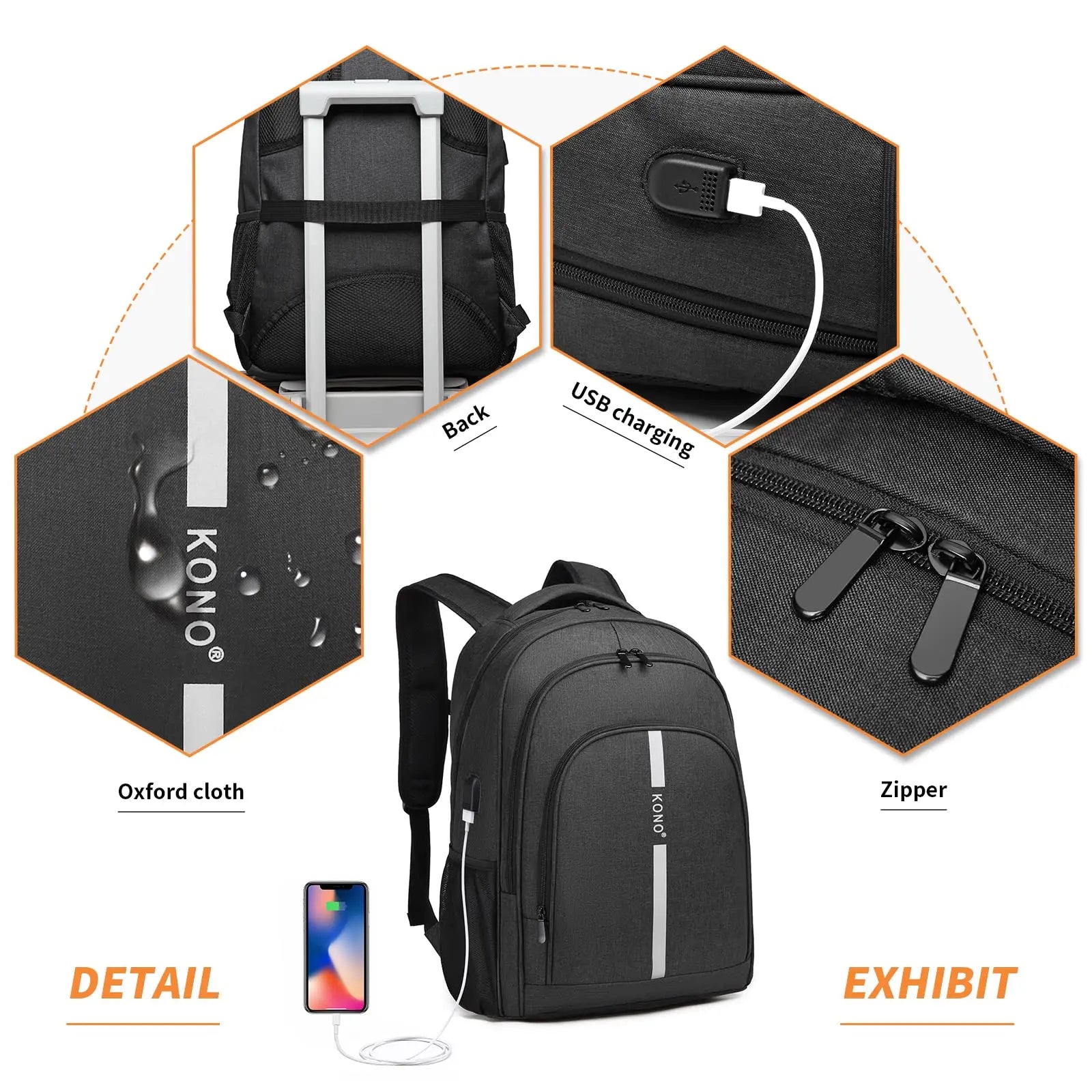 Laptop Backpack for Men & Women - USB Charging Port, Lightweight Business Travel Rucksack Fits 15.6" Notebook, College/Daypack