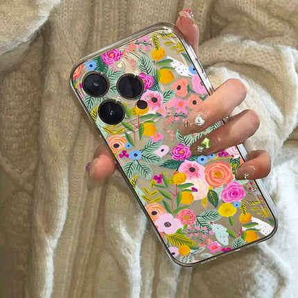 Pink silicone flower iPhone case by OKEYWOW, shockproof soft cover for iPhone 11 to 17, featuring vibrant flower design.