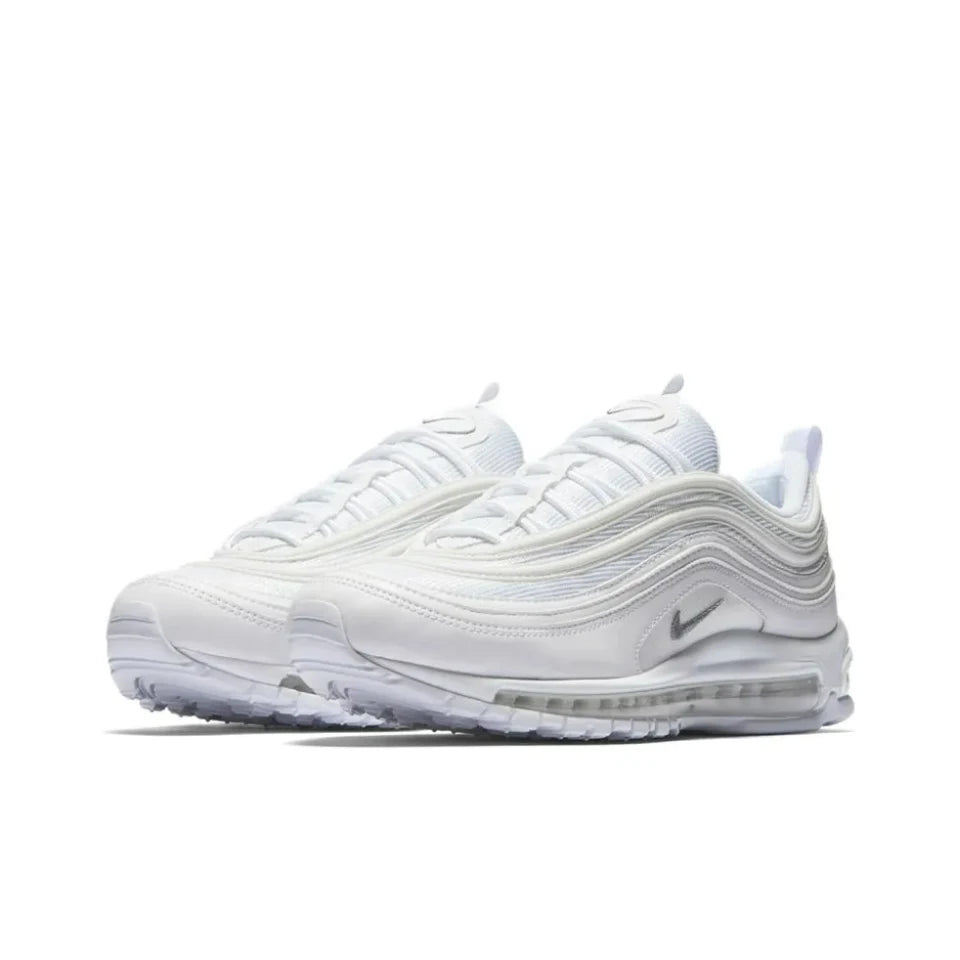 Nike Air Max 97 Running Shoes: White Retro Classic, Wear-Resistant Unisex Sneakers (921826-101)