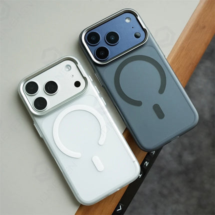 FrostLine Magnetic Armor Case for iPhone 17/16/15 Pro Max Metal Lens Slim PC Cover