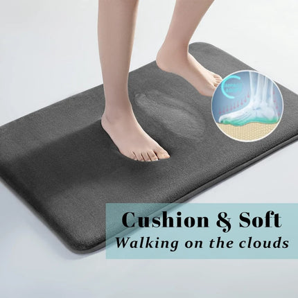 AquaSoft Coral Velvet Bath Mat Super Absorbent Anti Slip Bathroom Door Floor Mat