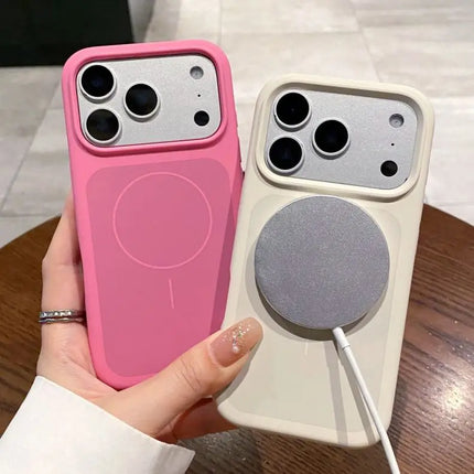 OKEYWOW iPhone 17/17 Pro/17 Pro Max Liquid Silicone MagSafe case with large window, shockproof skin feel, protective cover.