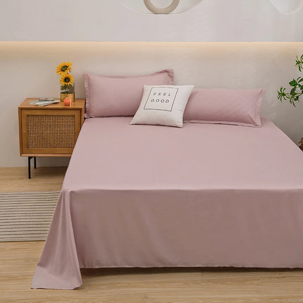 Okeywow solid color single and double bed sheet, machine washable dorm bedding linen, no pillowcase included, in a neutral color.