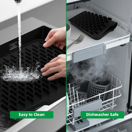 DrainEase Silicone Kitchen Drain Mat with Drainage