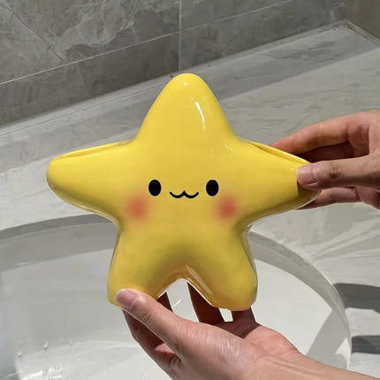 Cute Star-Shaped Toothbrush Holder with Toothpaste Storage