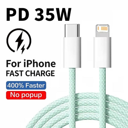35W Fast Charging USB-C to Lightning Cable iPhone 14/13/12/11/X Quick Charge Braided 1m/2m - OKEYWOW