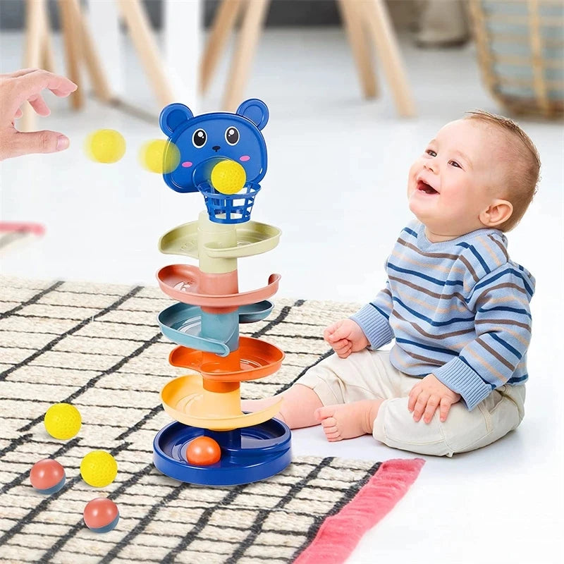 Montessori Rolling Ball Tower: Educational Games for Babies, Stacking Track Toy for Baby Development (1-3 Years)