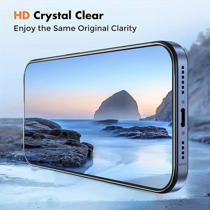 OKEYWOW Samsung tempered glass screen protector for Galaxy A series models, showing a clear, edge-to-edge protective layer on a smartphone screen.