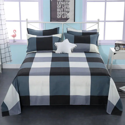 OKEYWOW polyester cotton flat bed sheet for queen or king size beds with smooth, durable linen fabric and no pillow cover.