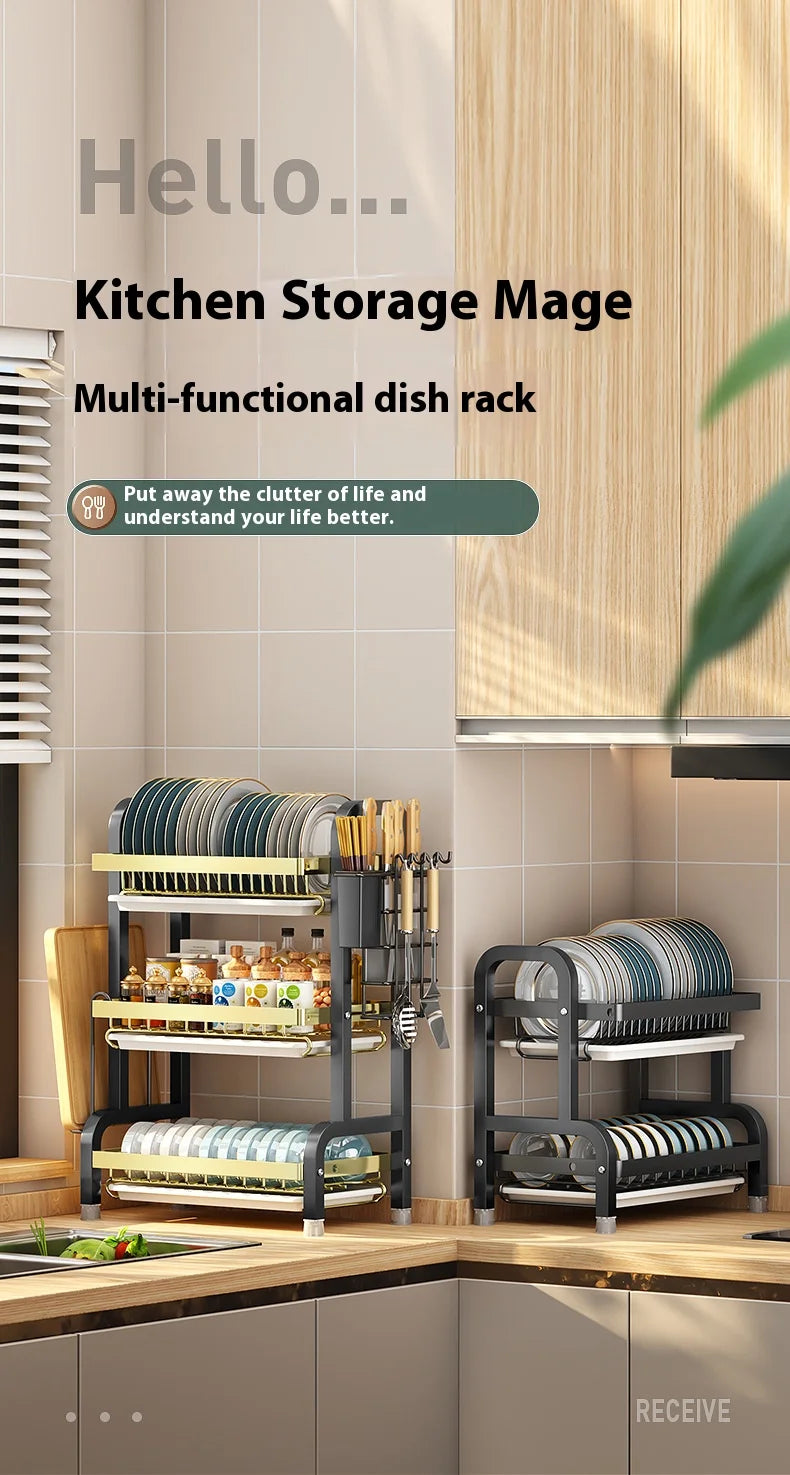 Kitchen storage rack, bowl and dish storage rack, drain rack, household multifunctional bowl and chopstick rack storage box