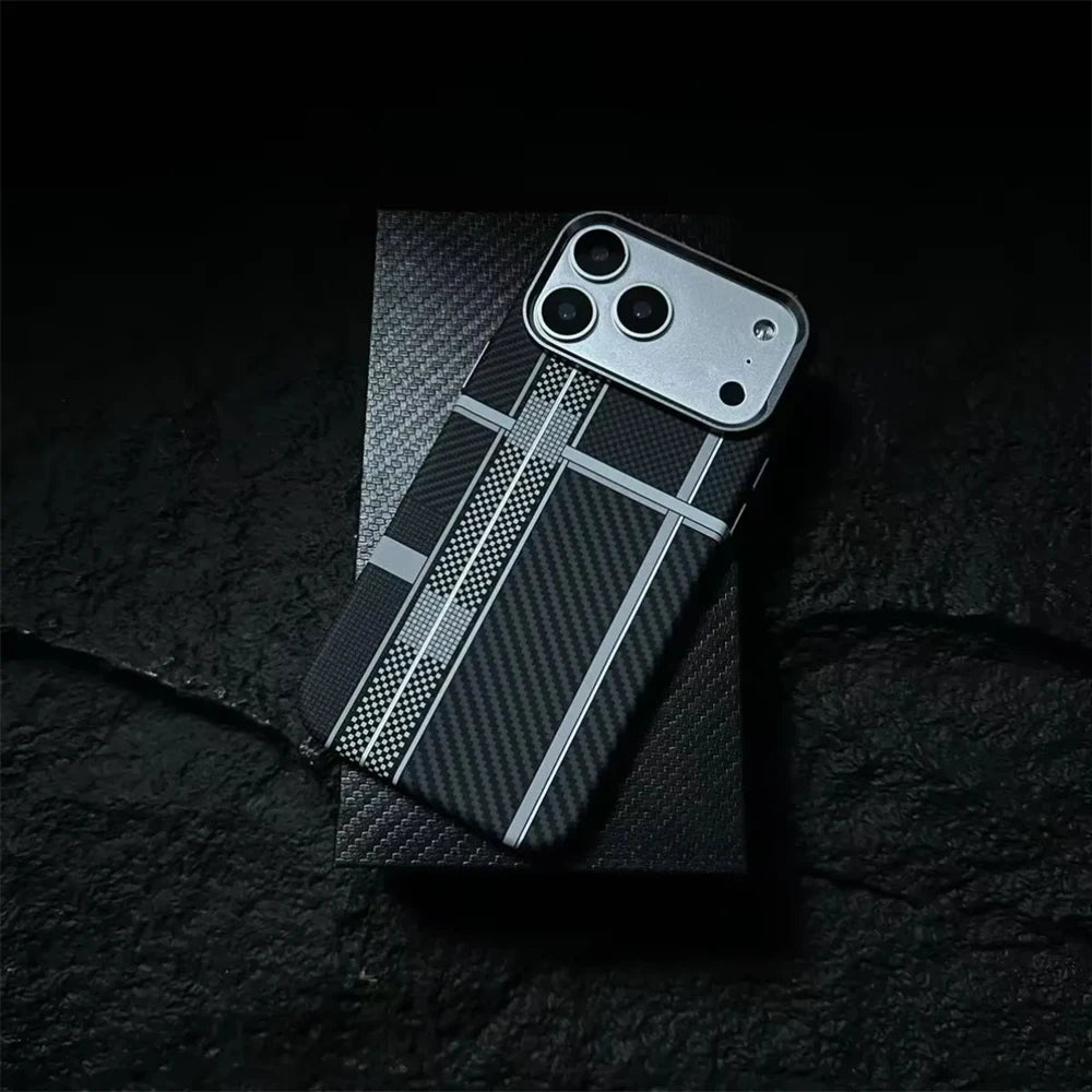 Fashion Carbon Color Magnetic Phone Case for iPhone 17 16 15 Pro Max For Magsafe Back Cover Camera Lens Protection PC Hard Shell