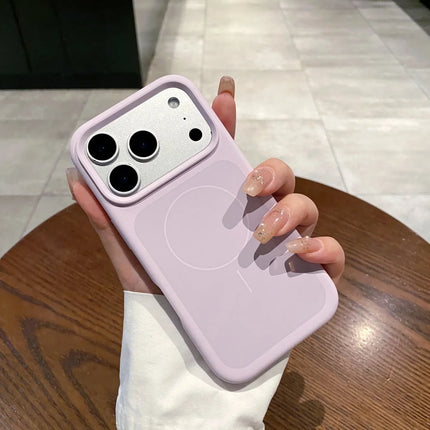 OKEYWOW iPhone 17/17 Pro/Pro Max Liquid Silicone MagSafe Case with large window, shockproof skin, and smooth cover design.