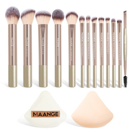 Velora Beauty 13pcs Makeup Brush Set Soft Fluffy Powder Eyeshadow Kabuki Blending with 2 Air Cushion Puffs