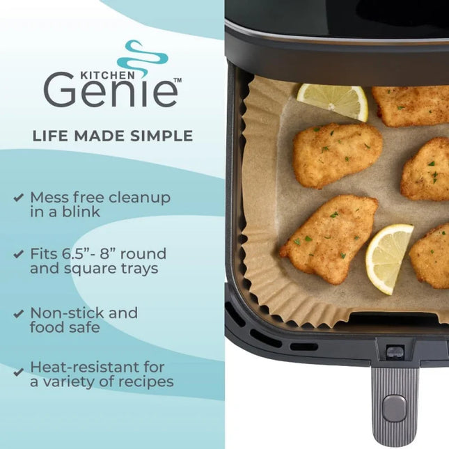 AirBake Genie Air Fryer Liners 50pcs Non Stick Greaseproof BPA Free Parchment Paper