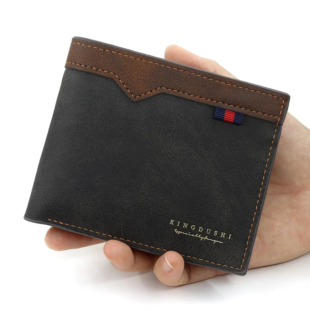 2025 New Men's Bifold Short Wallet Fashionable Minimalist Casual Multi Slot Purse Large Capacity Zipper Man Wallet with Coin Bag
