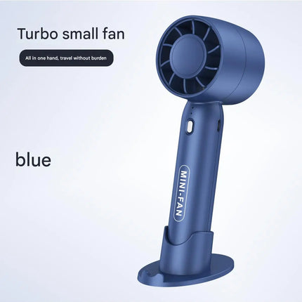 Turbo Handheld USB Mini Fan with Desktop Stand & Long Battery