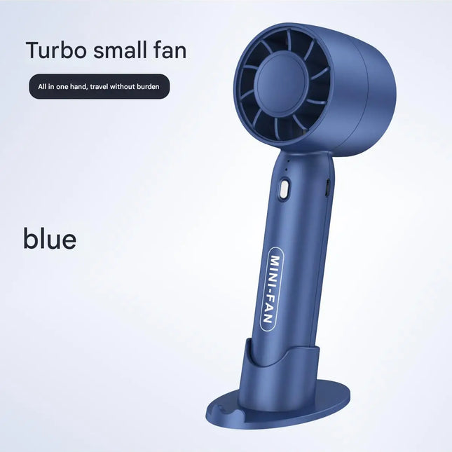 Turbo Handheld USB Mini Fan with Desktop Stand & Long Battery
