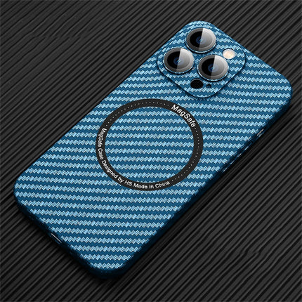OKEYWOW iPhone carbon fiber case with ultra-thin design, hard back cover, camera protection for iPhone 11 to 17 series.