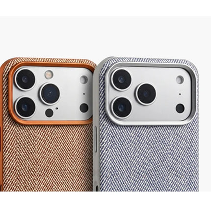 Heritage Weave PU Leather MagSafe Case for iPhone 17/16/15 Pro Max Alloy Lens Wireless Cover