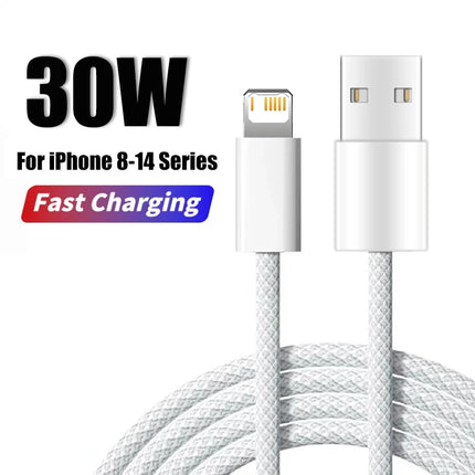 30W Fast Charging USB-C Cable for iPhone Quick Charge Data Cable