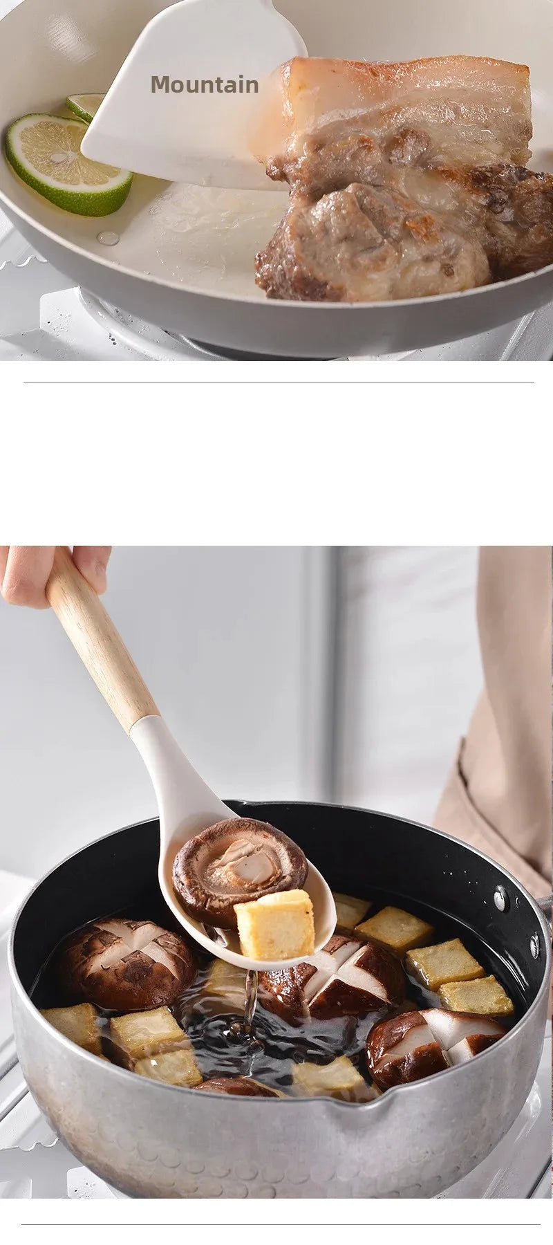 12Pcs Silicone Utensils Set Non-Stick Cookware Spatula Shovel Egg Beaters Wooden Handle Kitchenware Home Kitchen Cooking Tools