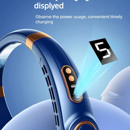 Portable Bladeless Neck Fan USB Rechargeable 4000mAh with LED Display