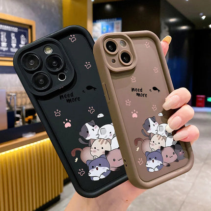 OKEYWOW iPhone cartoon cat silicone case for iPhone 15/14/13/12/11 Pro Max XR XS SE, shockproof soft cover with colorful cat design