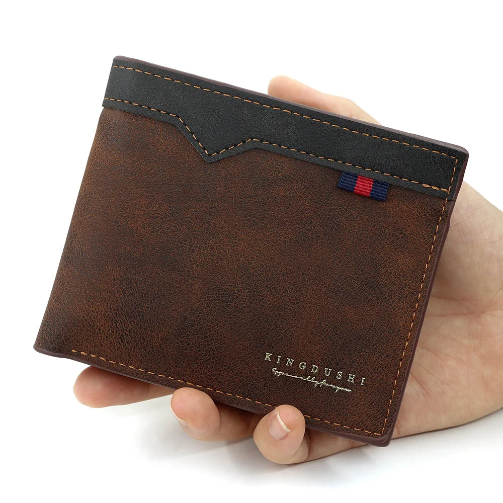 2025 New Men's Bifold Short Wallet Fashionable Minimalist Casual Multi Slot Purse Large Capacity Zipper Man Wallet with Coin Bag