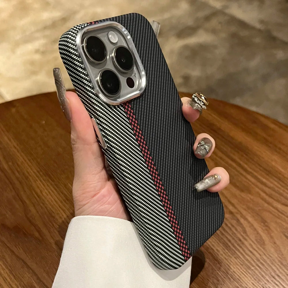 Luxury Carbon Fiber Pattern for Magsafe Magnetic Case for iPhone 15 14 Plus 13 12 11 Pro Max Wireless Charge Hard PC Matte Cover