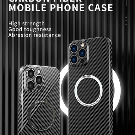 OKEYWOW iPhone carbon fiber case with ultra-thin design, hard back cover, camera protection for 11 Pro Max to 17 models.
